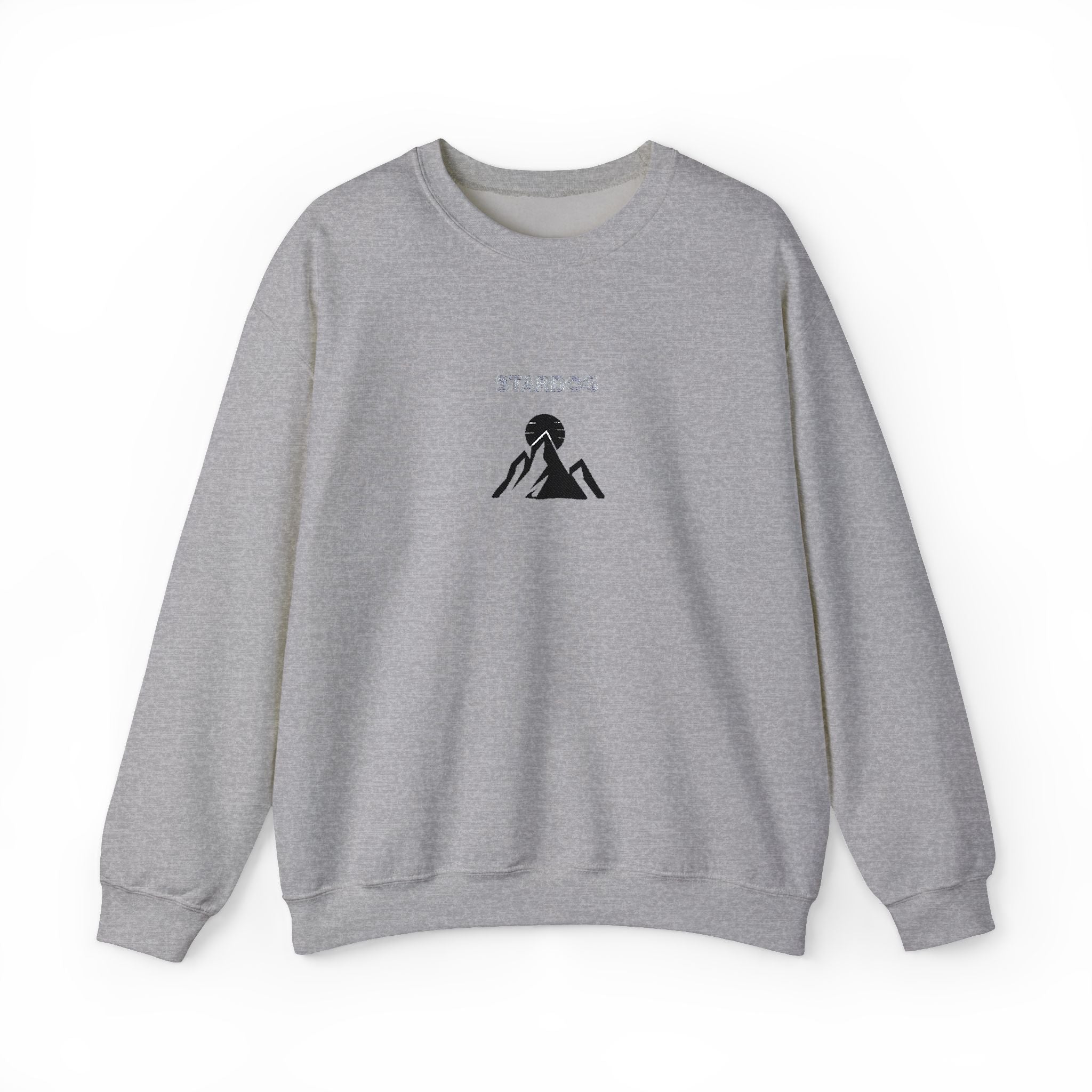 Minimalist 'Stardog' Graphic Sweatshirt — Monochrome Mountain Illustration