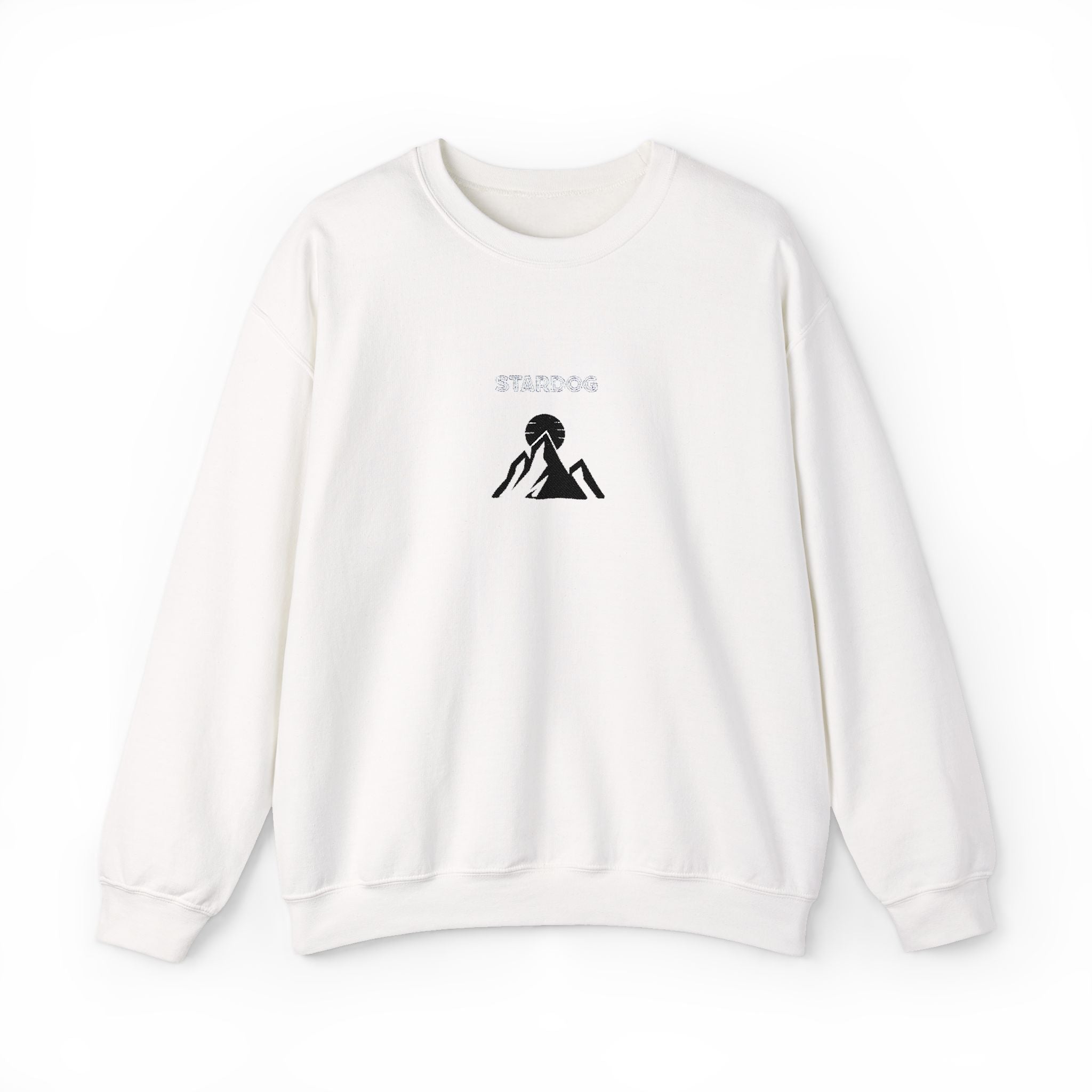 Minimalist 'Stardog' Graphic Sweatshirt — Monochrome Mountain Illustration
