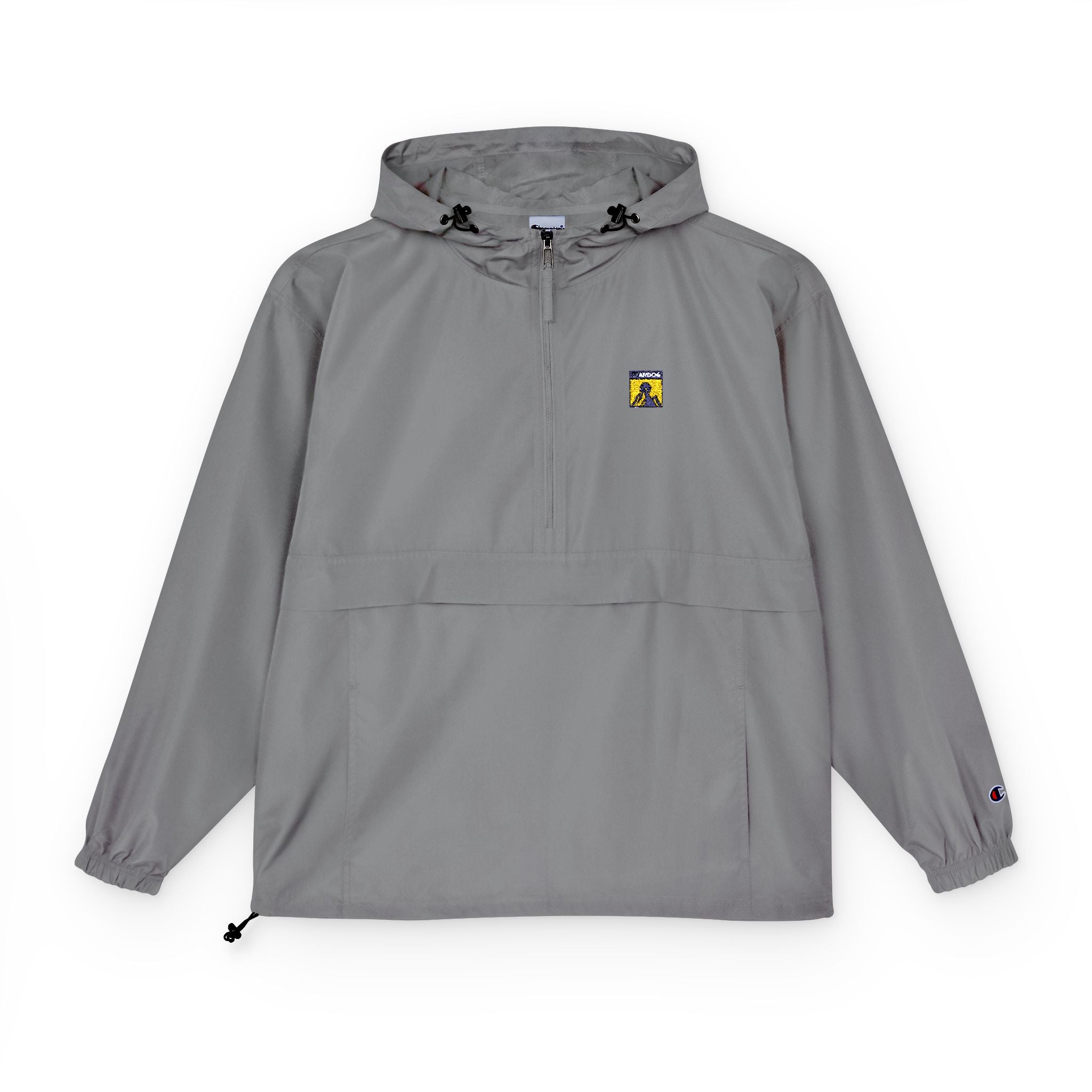 Packable Anorak Jacket — Sunny Yellow Outdoor Windbreaker with Small Graphic