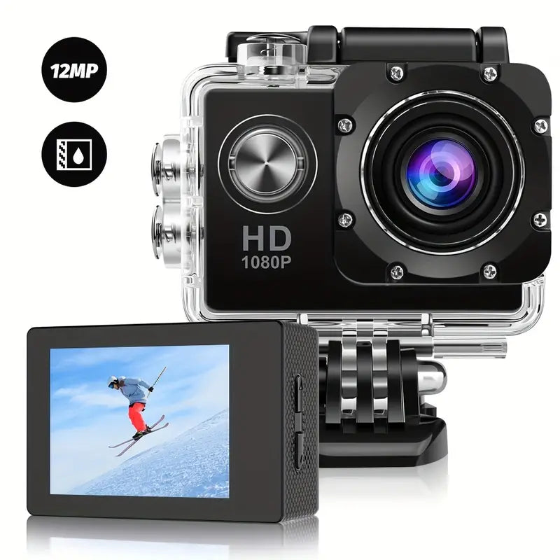 HD 1080P Sport Action Camera with 2-inch LCD Screen and Waterproof Housing-1