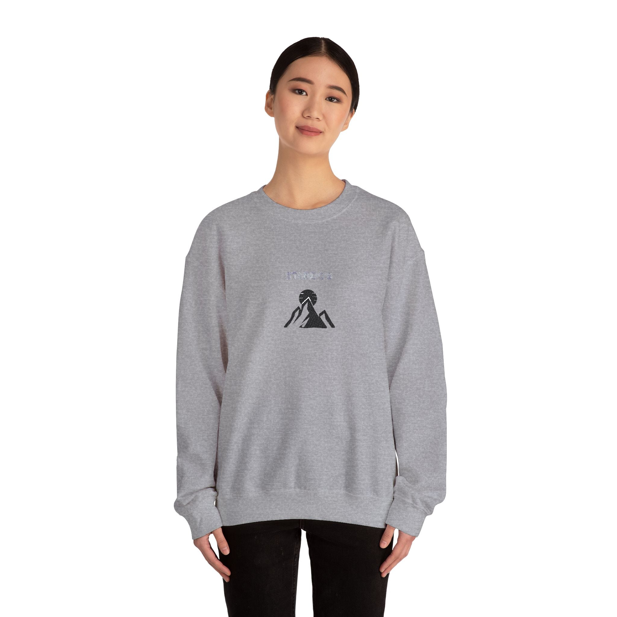 Minimalist 'Stardog' Graphic Sweatshirt — Monochrome Mountain Illustration