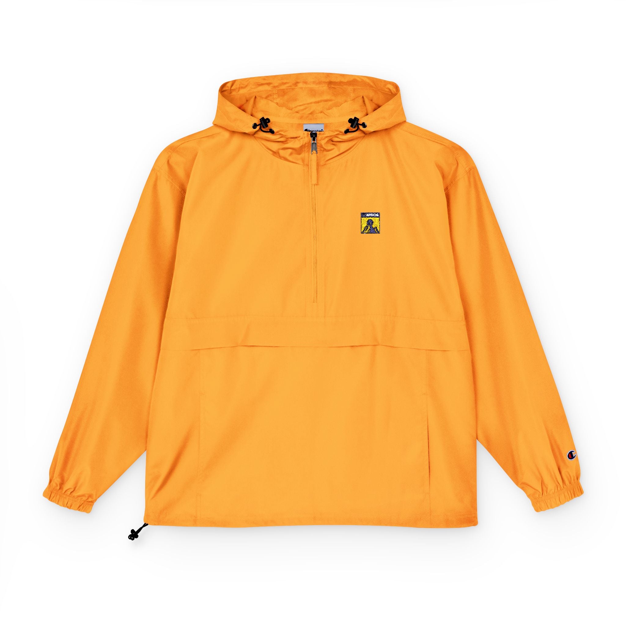 Packable Anorak Jacket — Sunny Yellow Outdoor Windbreaker with Small Graphic