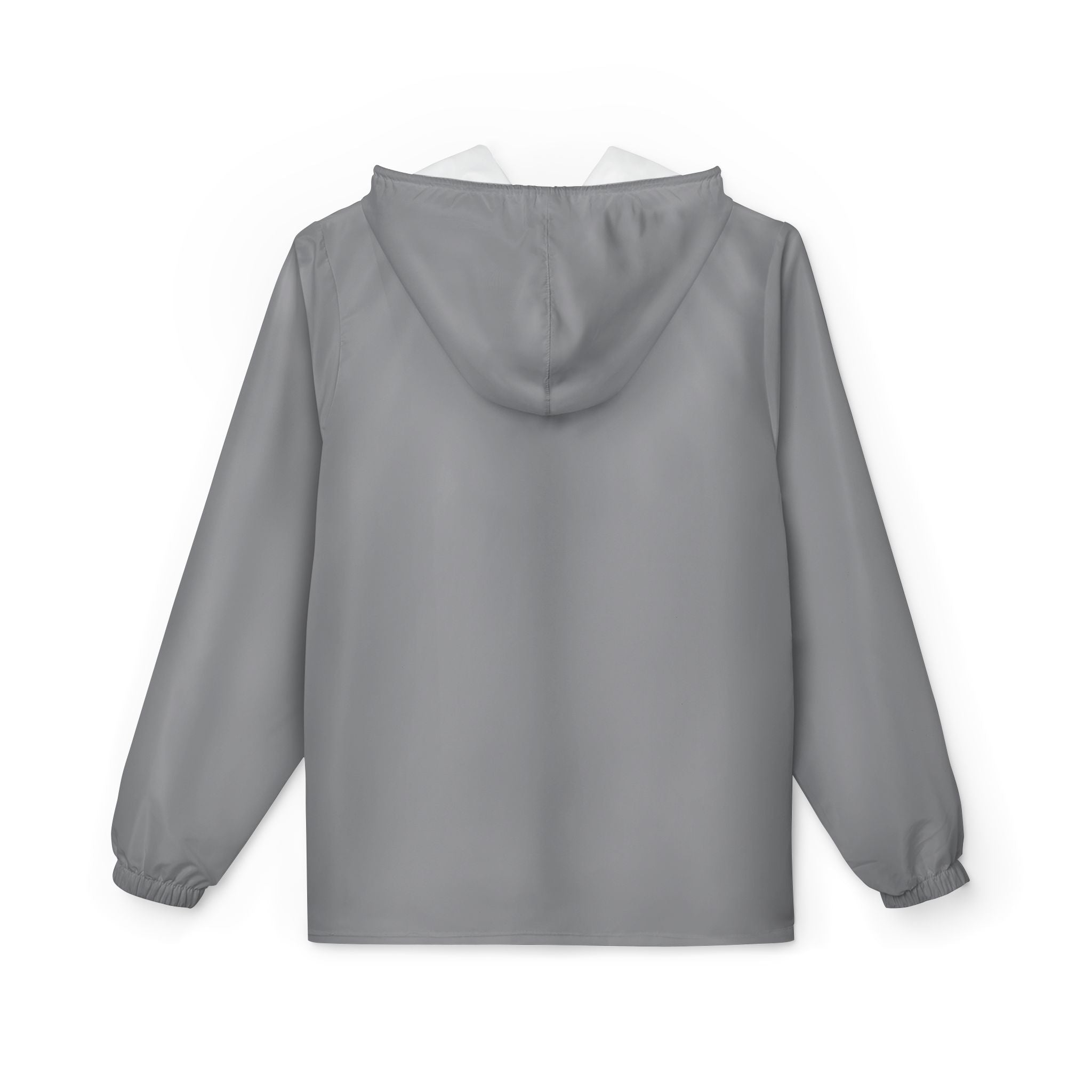 Grey Logo Windbreaker Jacket — Lightweight Hooded Zip-Up