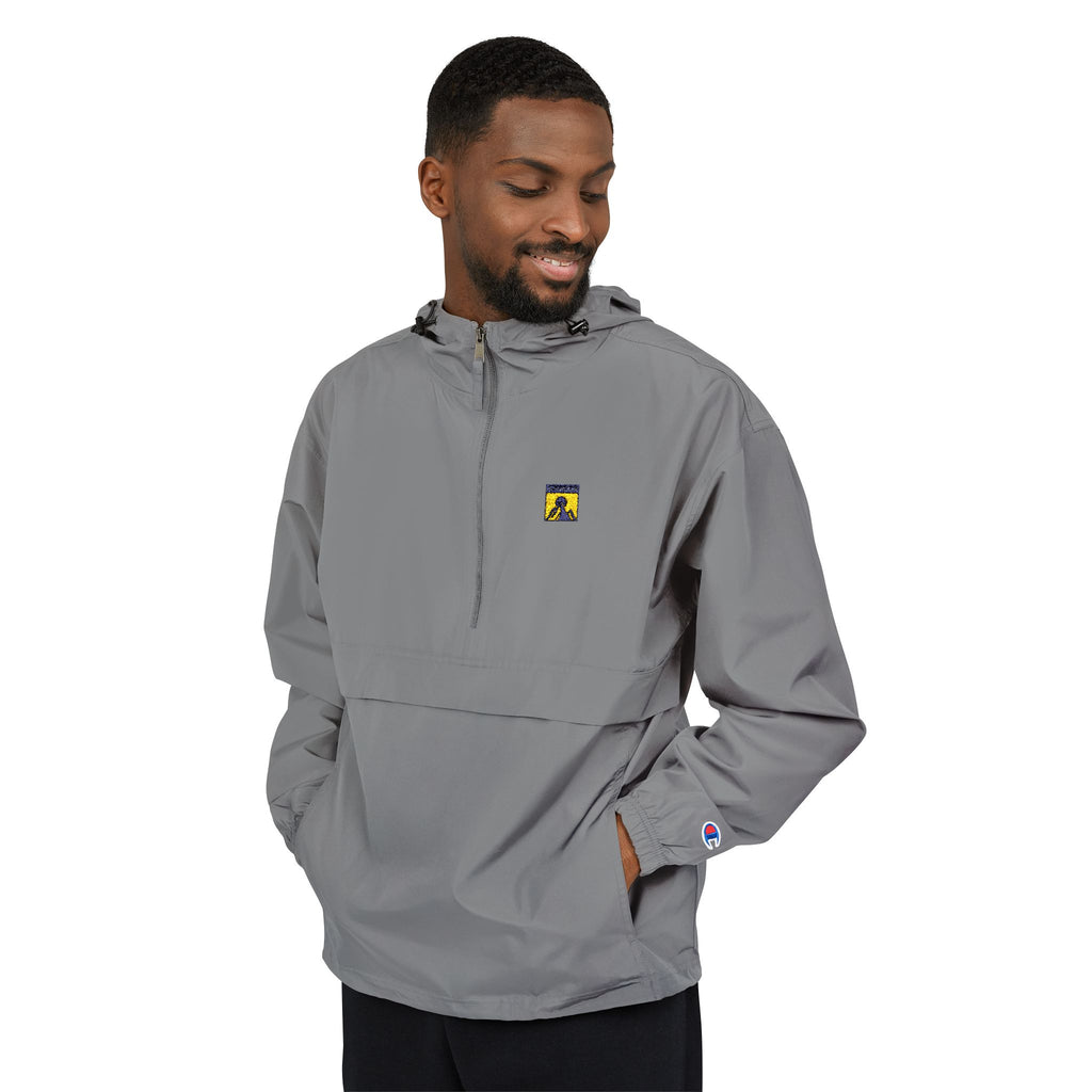 Packable Anorak Jacket — Sunny Yellow Outdoor Windbreaker with Small Graphic