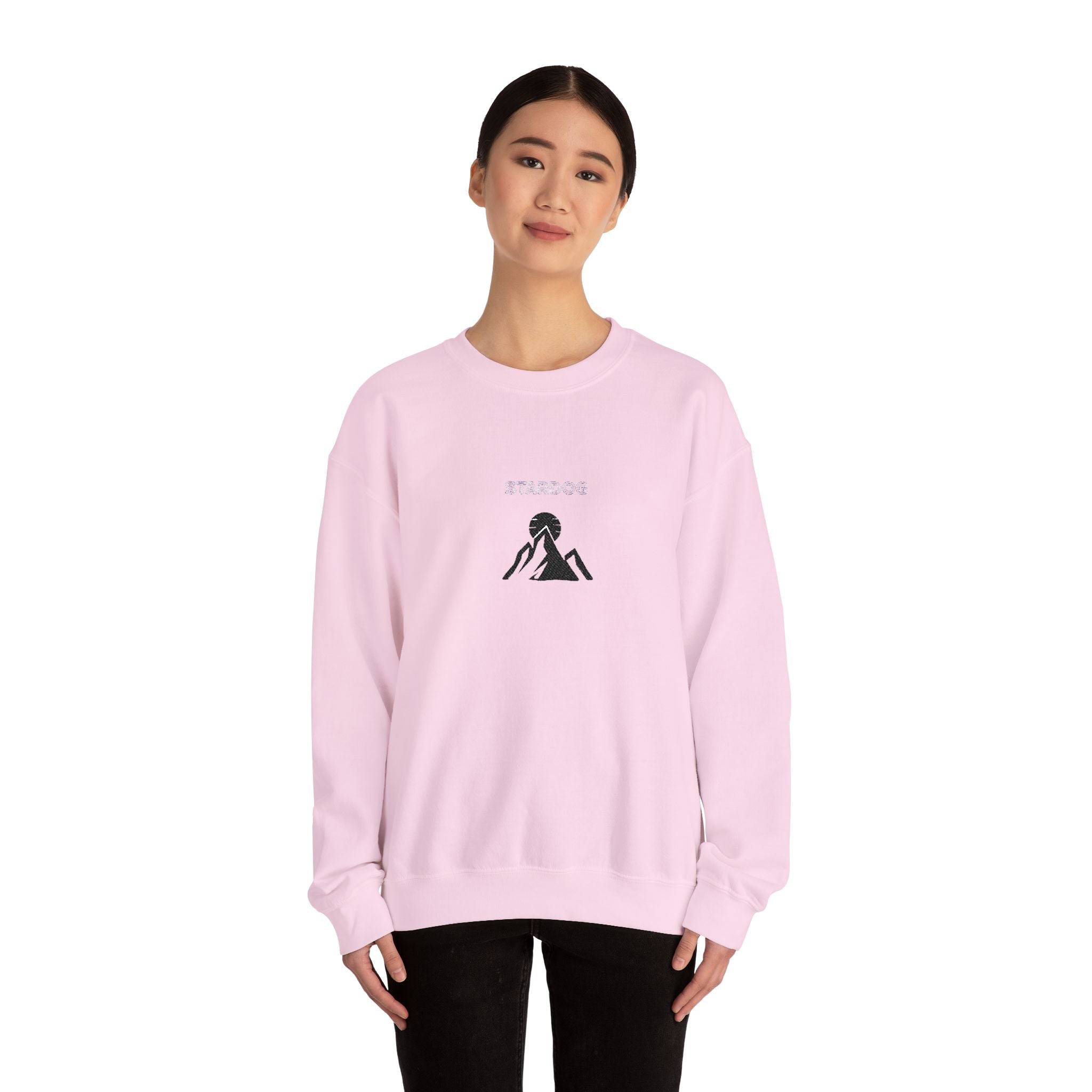Minimalist 'Stardog' Graphic Sweatshirt — Monochrome Mountain Illustration