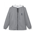 Grey Logo Windbreaker Jacket — Lightweight Hooded Zip-Up