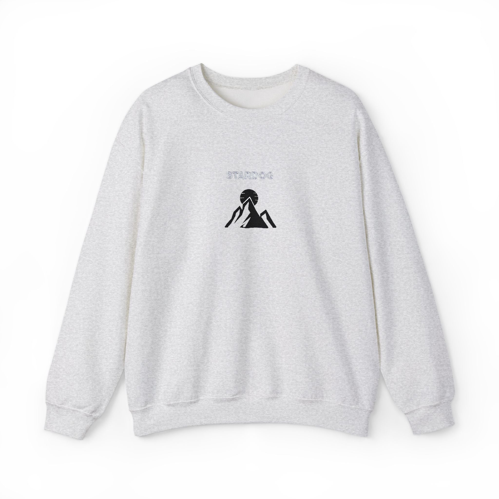 Minimalist 'Stardog' Graphic Sweatshirt — Monochrome Mountain Illustration