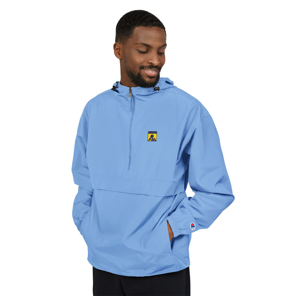 Packable Anorak Jacket — Sunny Yellow Outdoor Windbreaker with Small Graphic