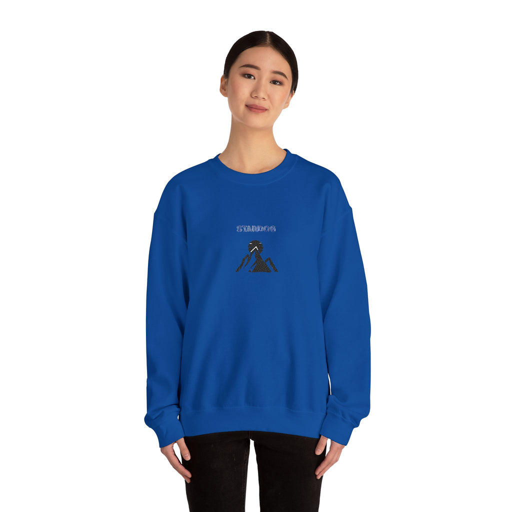 Minimalist 'Stardog' Graphic Sweatshirt — Monochrome Mountain Illustration