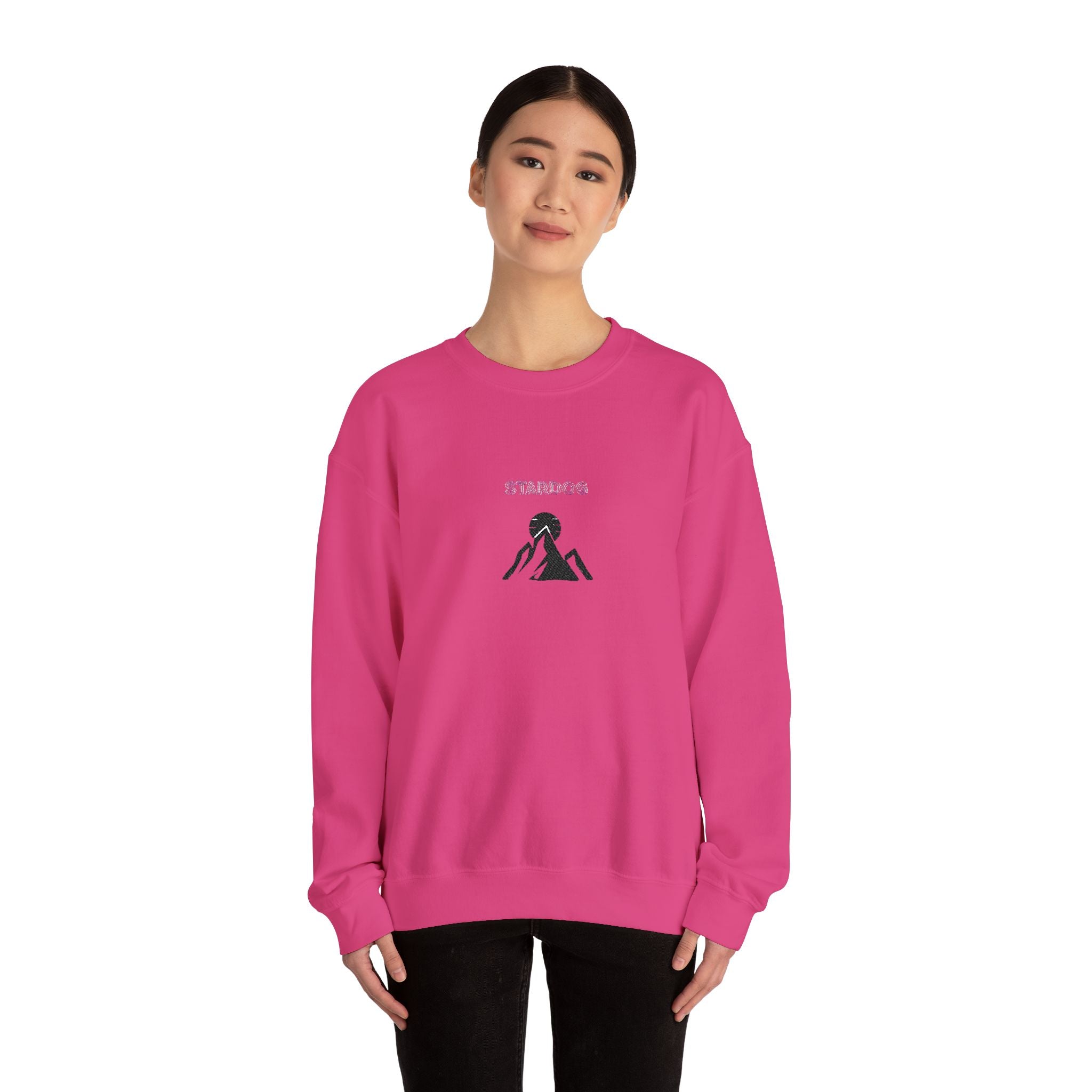 Minimalist 'Stardog' Graphic Sweatshirt — Monochrome Mountain Illustration
