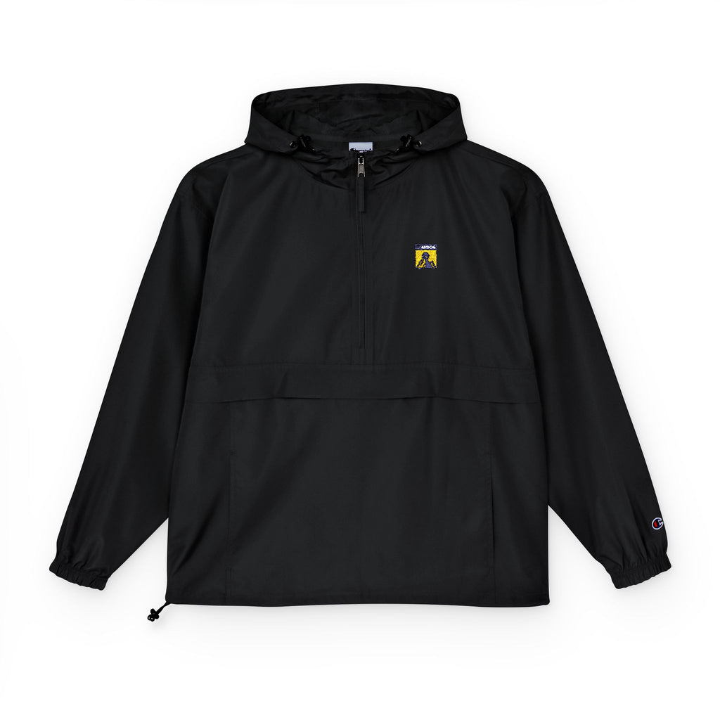 Packable Anorak Jacket — Sunny Yellow Outdoor Windbreaker with Small Graphic