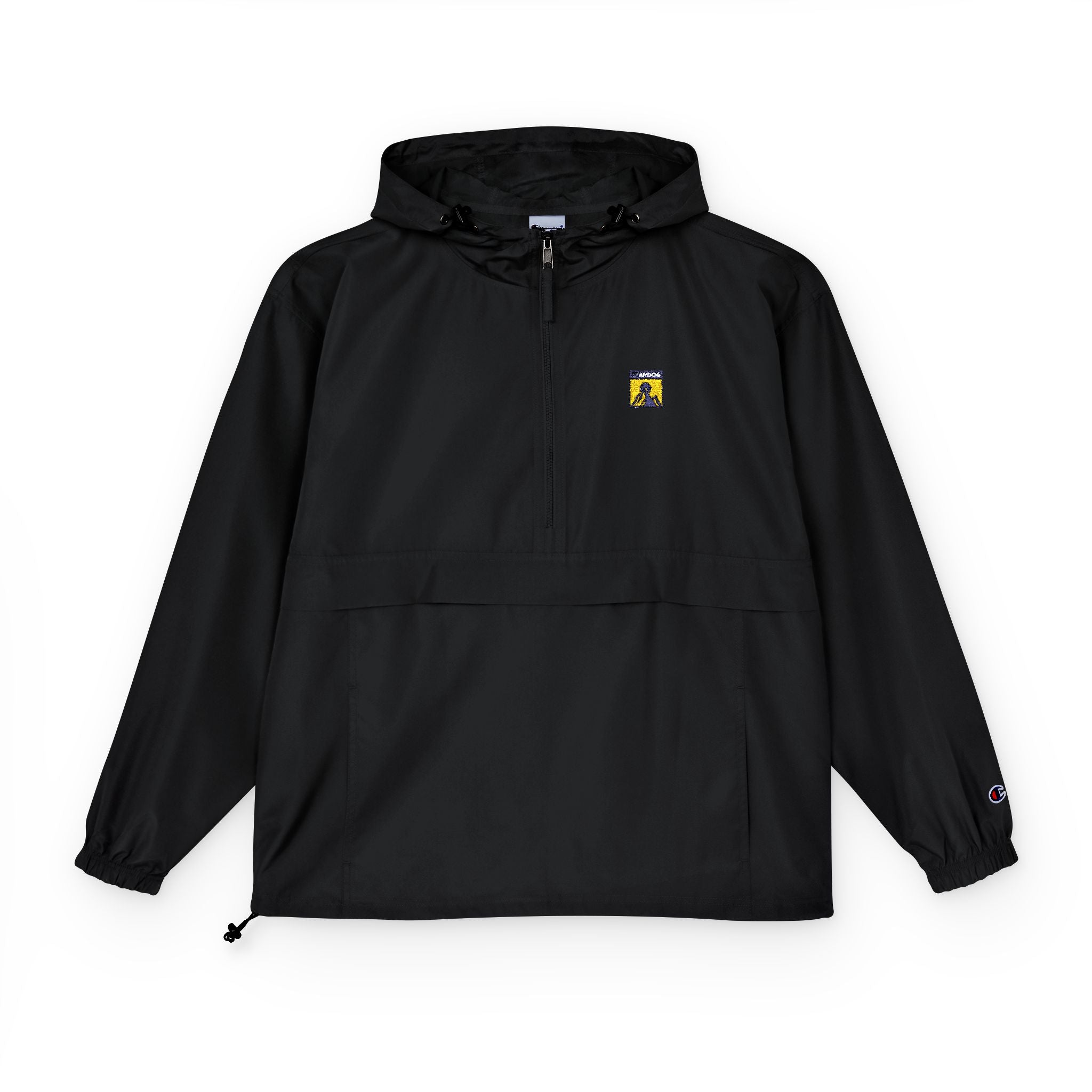 Packable Anorak Jacket — Sunny Yellow Outdoor Windbreaker with Small Graphic