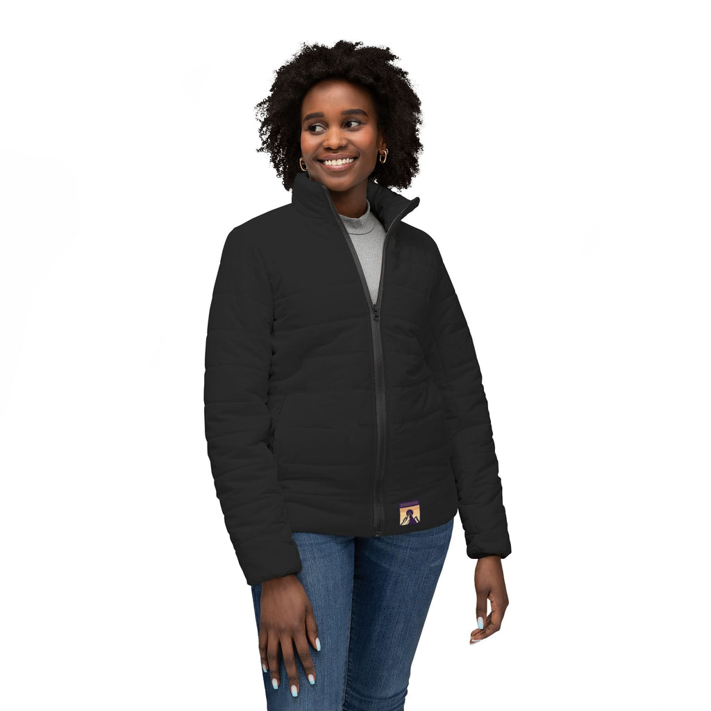Women’s Puffer Jacket – Minimal Solid Black Quilted Outerwear