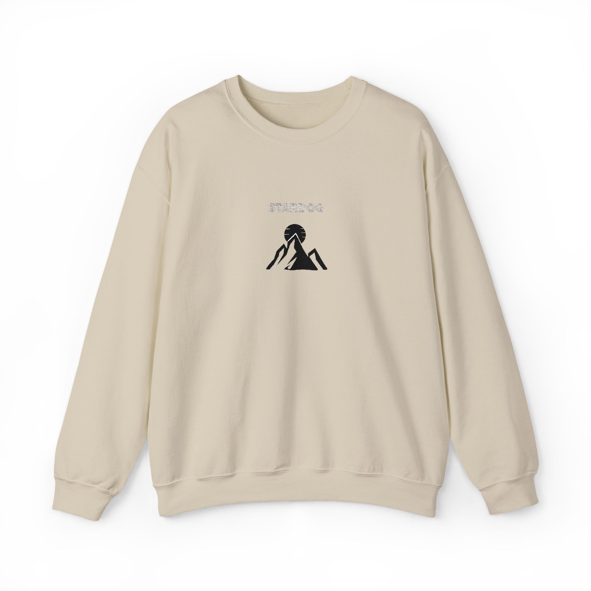 Minimalist 'Stardog' Graphic Sweatshirt — Monochrome Mountain Illustration