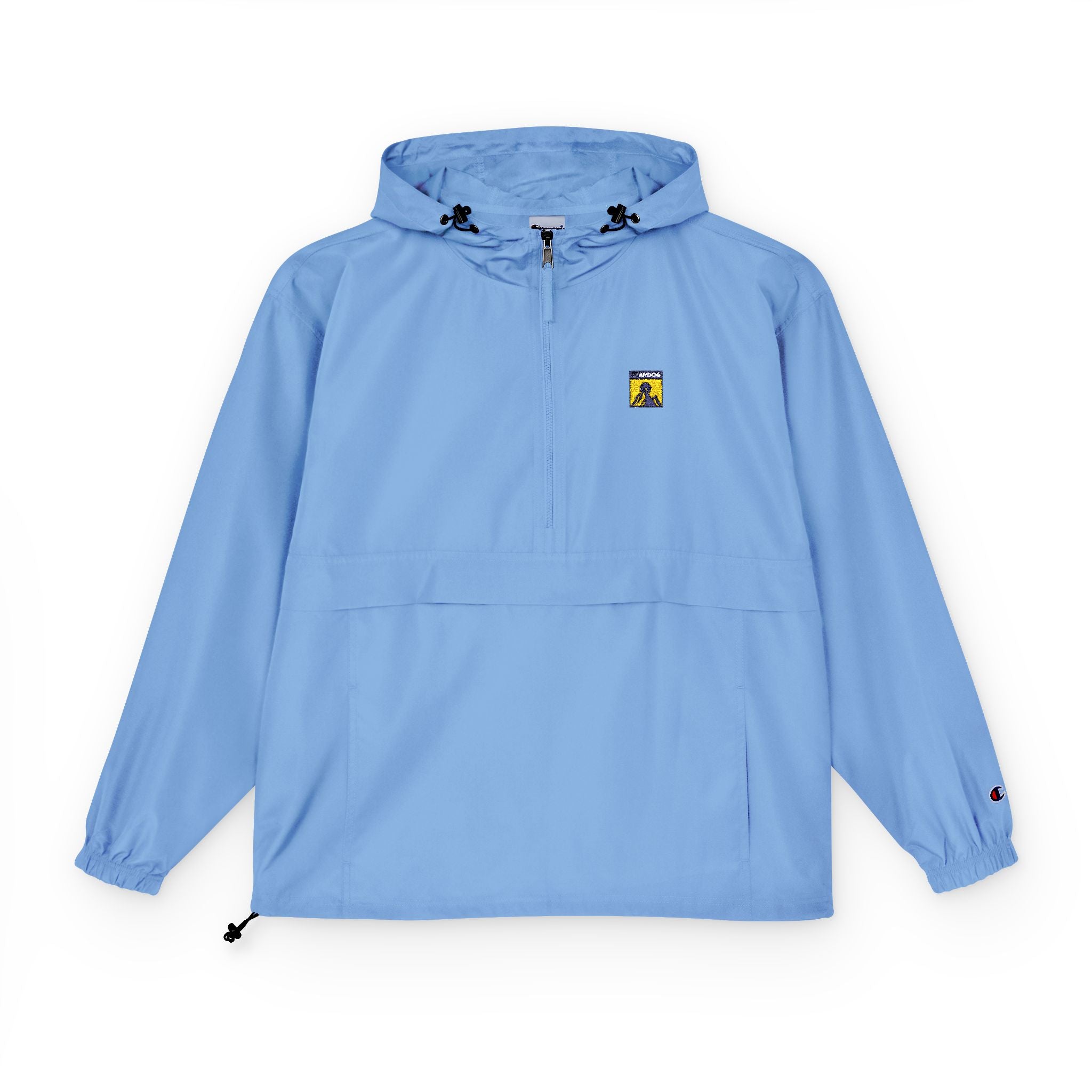 Packable Anorak Jacket — Sunny Yellow Outdoor Windbreaker with Small Graphic