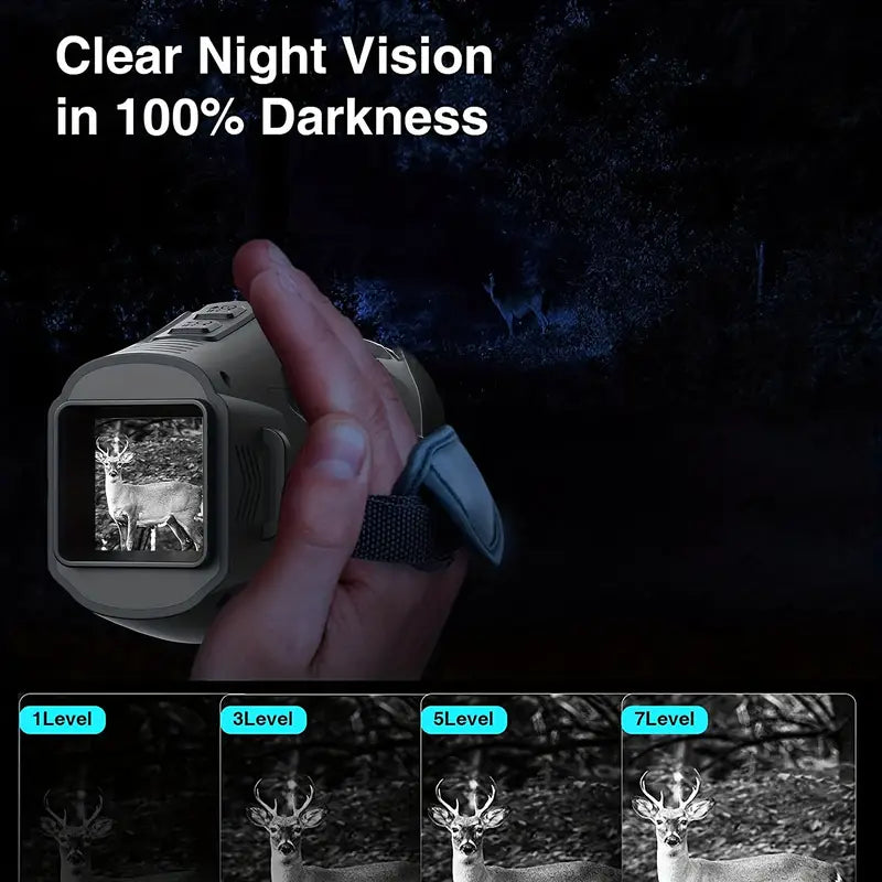 NNETM ABS R11 Night Vision Monocular - All Black Vision, 5x Digital Zoom, 984ft Range, 1080P Video, USB Charging-4