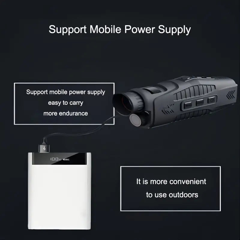 NNETM ABS R11 Night Vision Monocular - All Black Vision, 5x Digital Zoom, 984ft Range, 1080P Video, USB Charging-1