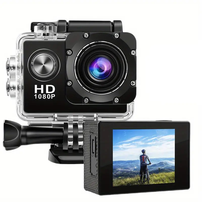 HD 1080P Sport Action Camera with 2-inch LCD Screen and Waterproof Housing-0
