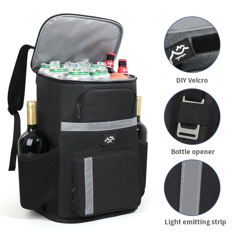 NNEDSZ Insulated Cooler Backpack - Portable Outdoor Picnic and Beverage Bag with Bottle Opener (Navy blue)-1