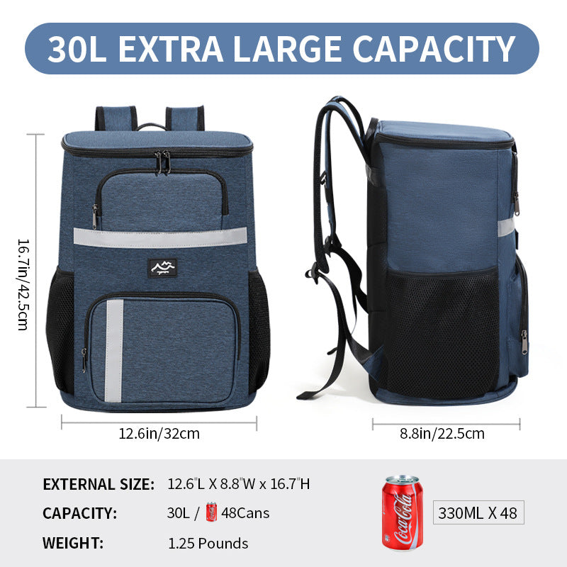 NNEDSZ Insulated Cooler Backpack - Portable Outdoor Picnic and Beverage Bag with Bottle Opener (Navy blue)-3