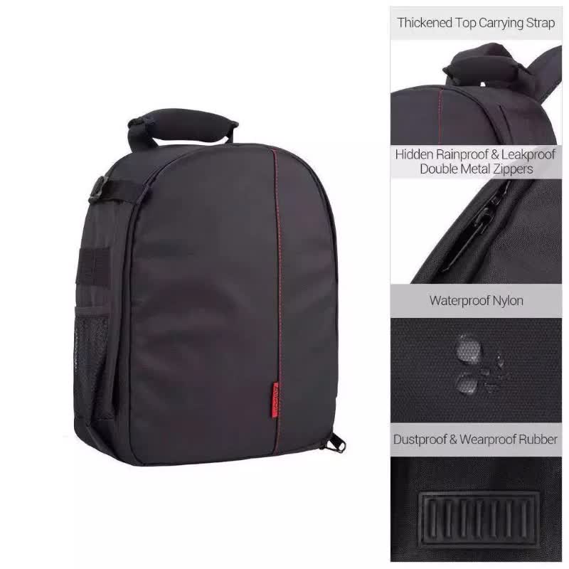 NNEDSZ Orange Lining Water-Resistant DSLR Camera Backpack with Tripod Holder, Lightweight and Spacious Photography Bag for Outdoor Use(Camera and accessories are props, not included)-1