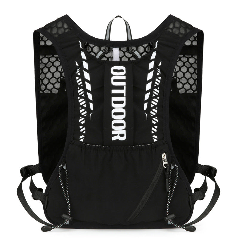 Black 5L Breathable Hydration Vest Pack - Sweat-Wicking Running Bag