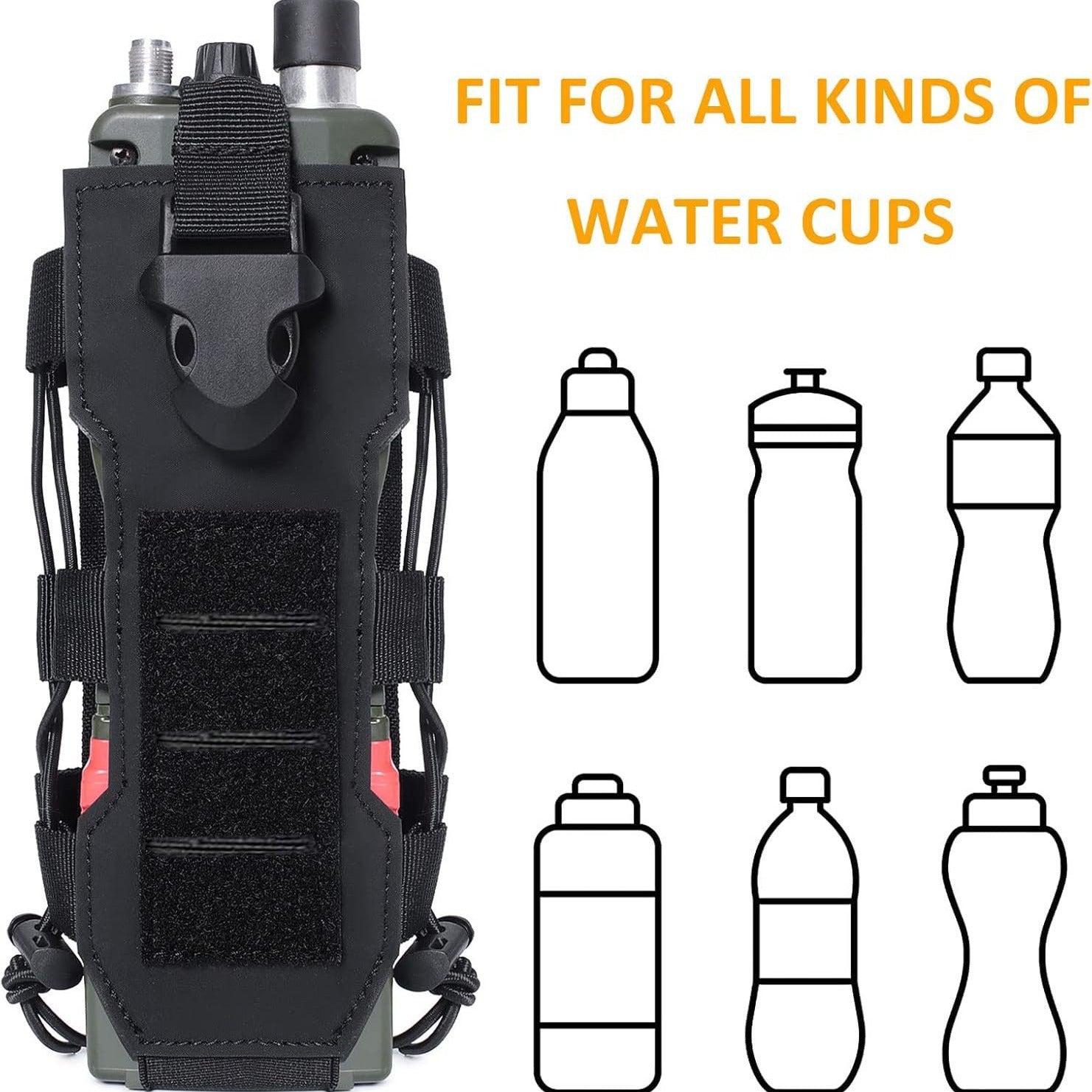 Black Adjustable Water Bottle Pouch