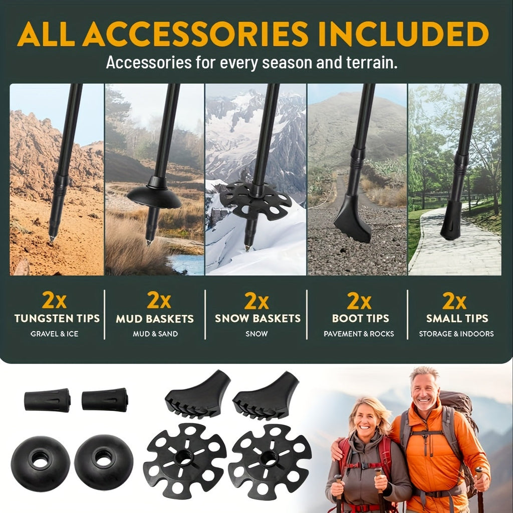 Trekking Poles Aluminum Alloy Quick Lock Hiking Sticks (2pcs)-1