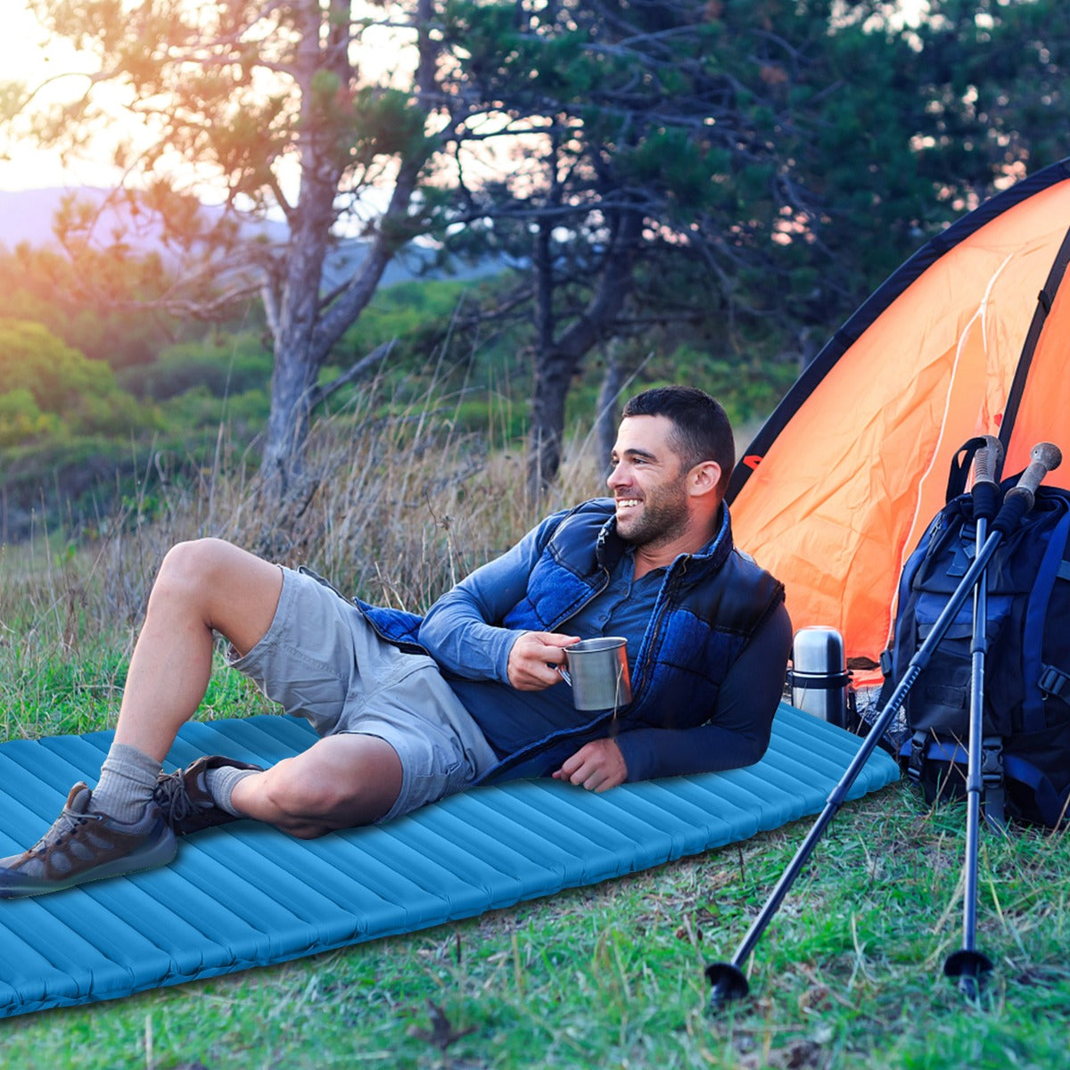 Inflatable Waterproof Sleeping Pad Lightweight Portable Camping Mattress-0