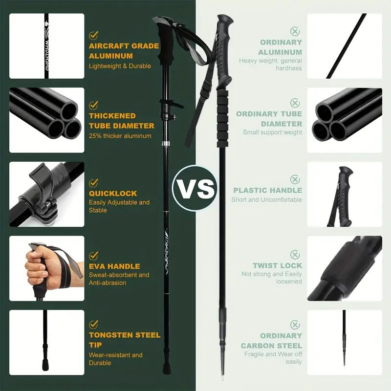 Trekking Poles Aluminum Alloy Quick Lock Hiking Sticks (2pcs)-4